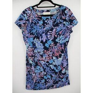 Pappagallo Womens Dress L Ocean Coral Short Sleeve Dress Ladies Preppy Paisley